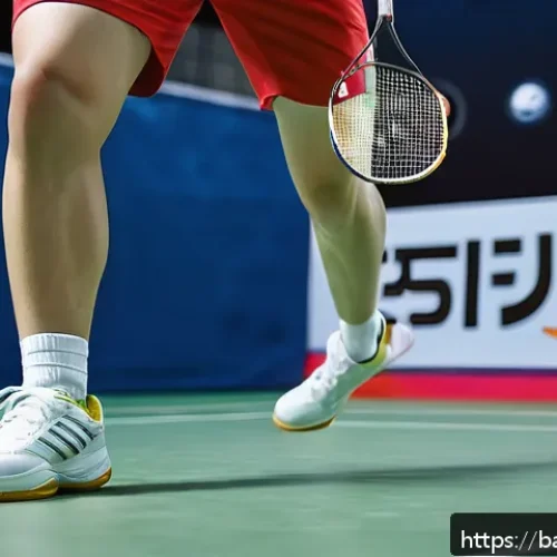 Home 17 배드민턴 풋워크 교정 방법 - A dynamic scene of a badminton player practicing proper weight distribution for quick and agile foot...